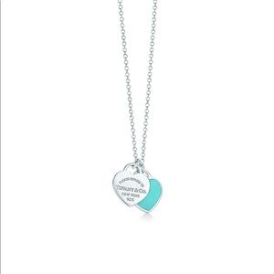 Tiffany & Co. Blue Double Heart Tag Necklace